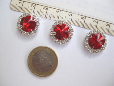 Strass Rund rot eingefasst 12 mm